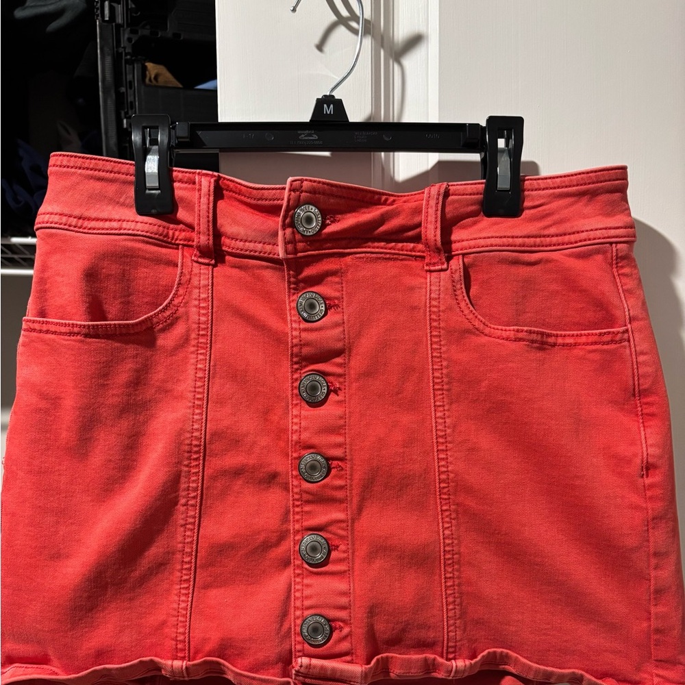 American Eagle Outfitters Coral Button-Front Mini Skirt